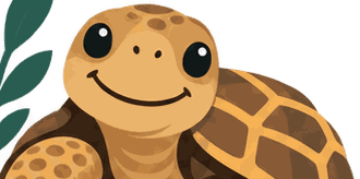 Illustration of Shelby, a smiling sulcata tortoise